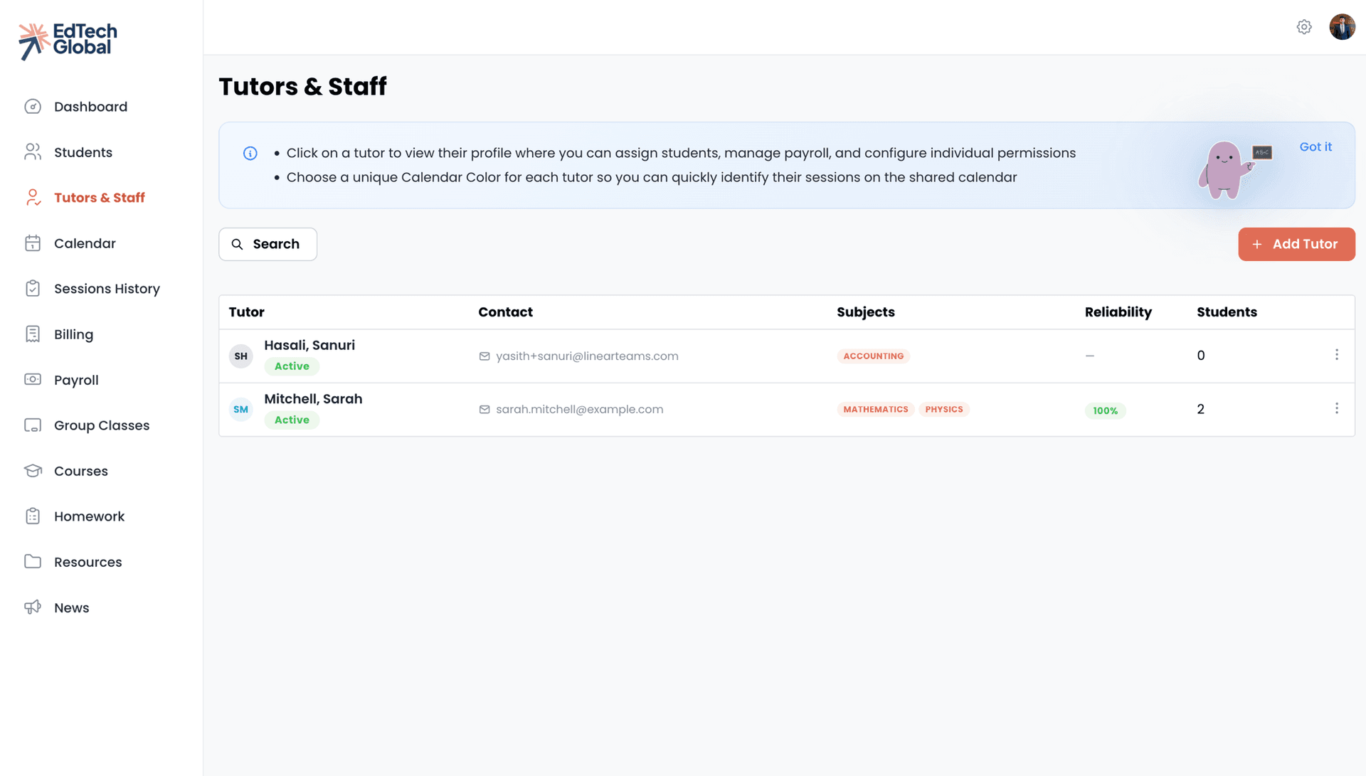 EdTech Global — Tutors & Staff